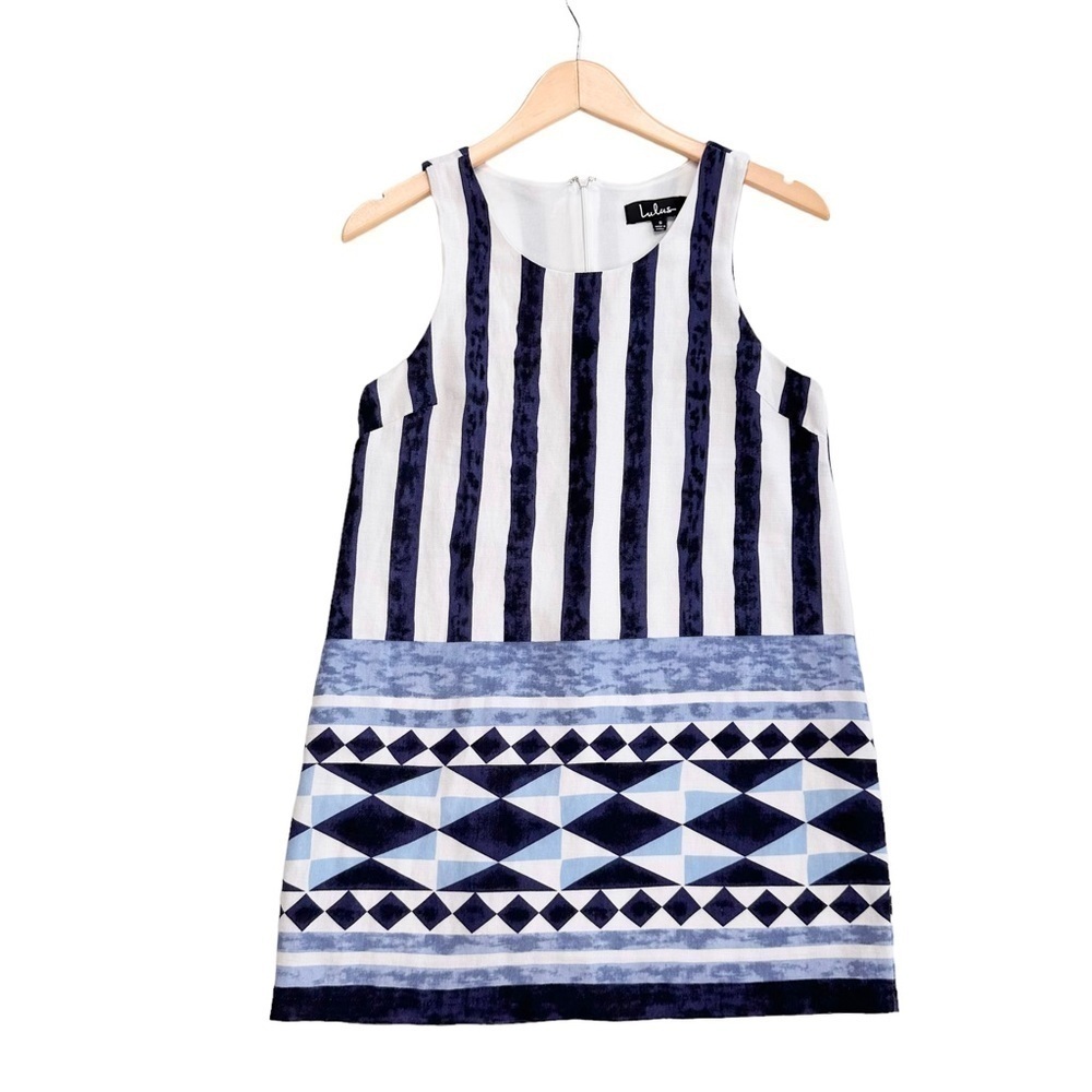 Lulu’s navy blue nautical stripe tank shift mini dress small summer vacation